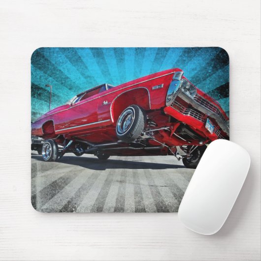 Red 1968 Lowrider Chevy Impala Mousepad Muismat (Met muis)