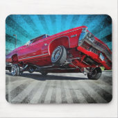 Red 1968 Lowrider Chevy Impala Mousepad Muismat (Voorkant)