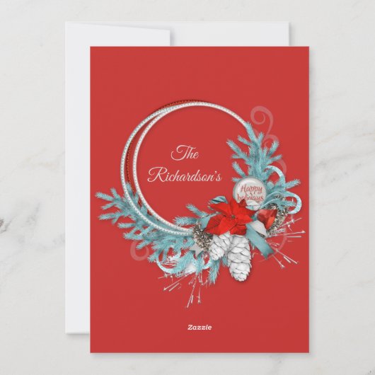 Red 1 Foto Family Holiday Kaart (Achterkant)