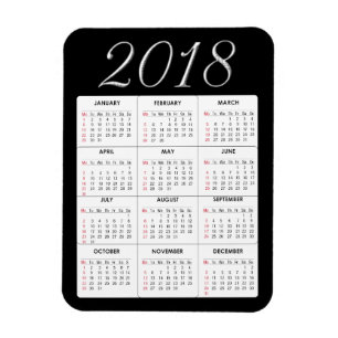Red 2018 Calendar Magnet Magneet