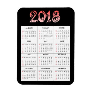 Red 2018 Calendar Magnet Magneet