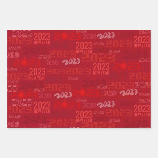 Red 2023 Lunar New Year Rabbit 福 Blessings Wrappin Inpakpapier Vel (Voorkant 2)