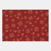 Red 2023 Lunar New Year Rabbit 福 Blessings Wrappin Inpakpapier Vel (Voorkant)