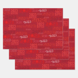 Red 2023 nieuwjaar papierpakjes inpakpapier vel