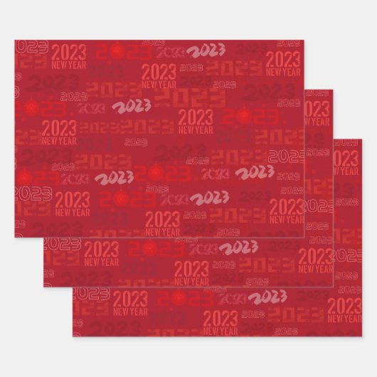 Red 2023 nieuwjaar papierpakjes inpakpapier vel (Set)