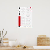 Red 2026 Corporate Wall Calendar Poster (Keuken)
