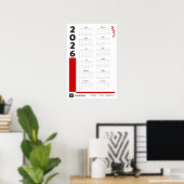 Red 2026 Corporate Wall Calendar Poster (Thuiskantoor)