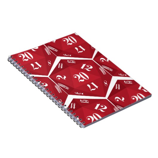 Red-20-sided-Dice-Pattern Notitieboek (Rechterzijde)