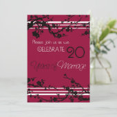 Red 20th Wedding Jubileum Invitation Kaart (Staand voorkant)