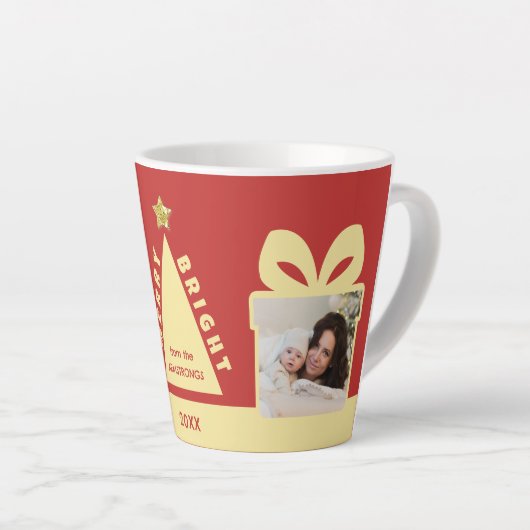 Red 2 Photo Minimalist Keepsake Latte Mok (Rechterhoek)