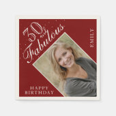Red 30 and Fabulous Elegant Photo 30th Birthday Servet (Voorkant)