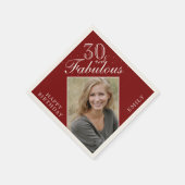 Red 30 and Fabulous Elegant Photo 30th Birthday Servet (Hoek)