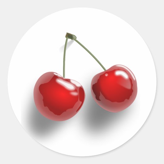 Red-31484 Red 2 food fruit cartoon cherries Ronde Sticker (Voorkant)