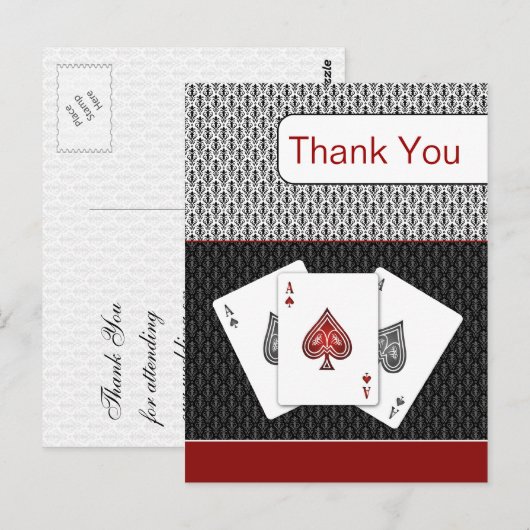 Red 3 aces vegas bruiloft briefkaart (Voorkant / Achterkant)