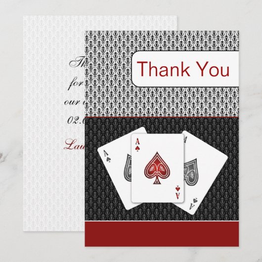 Red 3 aces vegas bruiloft kaart (Voorkant / Achterkant)