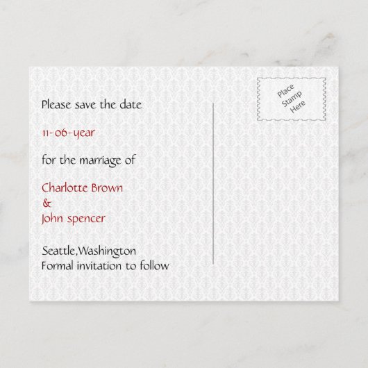 red 3 aces vegas bruiloft redt datum aankondigingskaart (Achterkant)