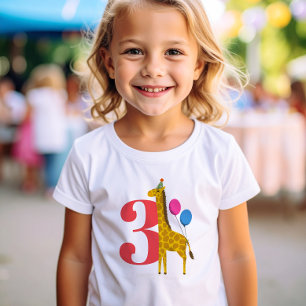 Red 3 Grote Jaar Verjaardag Party Giraffe T-shirt