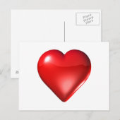 Red 3D Heart Briefkaart (Voorkant / Achterkant)