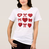 Red 3D Texture Hearts and Bows Coquette Aesthetic Tri-Blend Shirt (Voorkant)