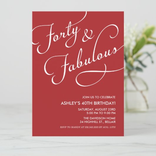 Red 40 en Fabulous Invitations Kaart (Staand voorkant)