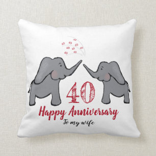 red 40th Ruby trouwdag vrouw olifant Kussen