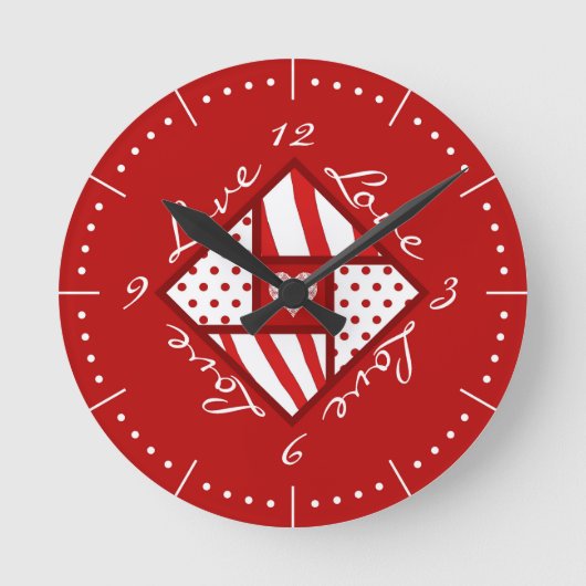 Red 4 Square Valentijnsdag Ronde Klok (Voorkant)