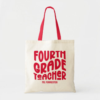 Red 4th Grade Teacher Appreciation Tote Bag