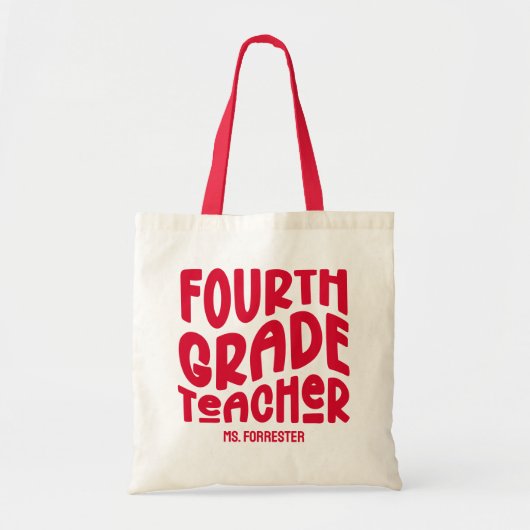 Red 4th Grade Teacher Appreciation Tote Bag (Voorkant)