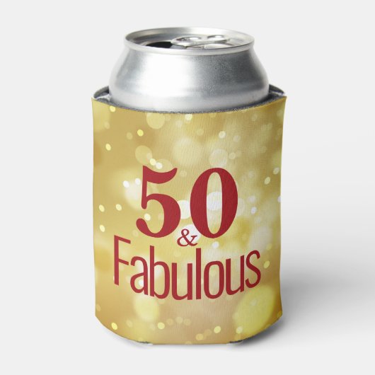 Red 50 & Fabulous Birthday Gold Foam Koelbox Blikjeskoeler (Blikje Voorkant)