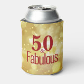 Red 50 & Fabulous Birthday Gold Foam Koelbox Blikjeskoeler (Blikje Achterkant)