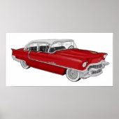 Red 50's Cadillac Poster (Voorkant)