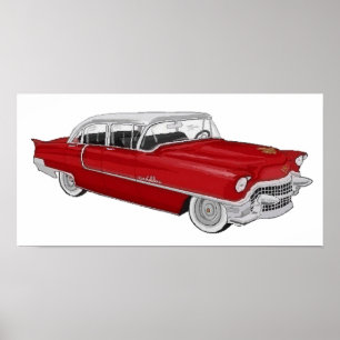 Red 50's Cadillac Poster