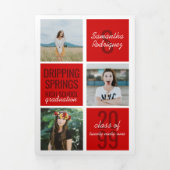 Red 5-Photo Fun Boxes Afstuderen Drieluik Uitnodiging (Cover)