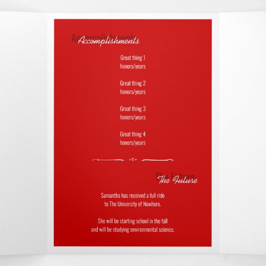 Red 5-Photo Fun Boxes Afstuderen Drieluik Uitnodiging (Binnenkant midden)