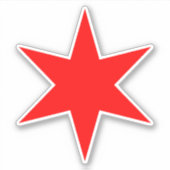 Red 6-punts Chicago Flag Star Vinyl Sticker (Voorkant)
