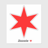 Red 6-punts Chicago Flag Star Vinyl Sticker (Vel)