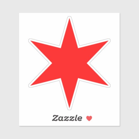 Red 6-punts Chicago Flag Star Vinyl Sticker (Vel)