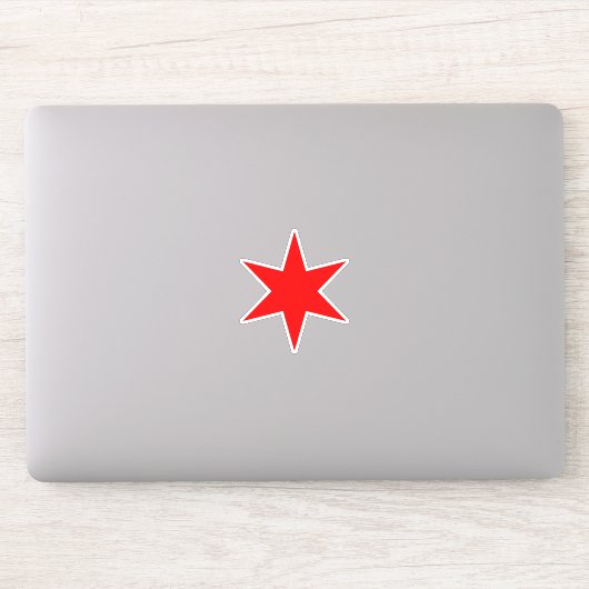 Red 6-punts Chicago Flag Star Vinyl Sticker (Computer)