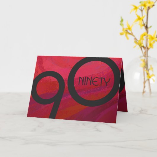Red 90 Decade Birthday Kaart (Gele Bloem)