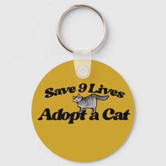 Red 9 levens Adopteer een kat Sleutelhanger (Voorkant)