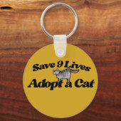 Red 9 levens Adopteer een kat Sleutelhanger (Voorkant)