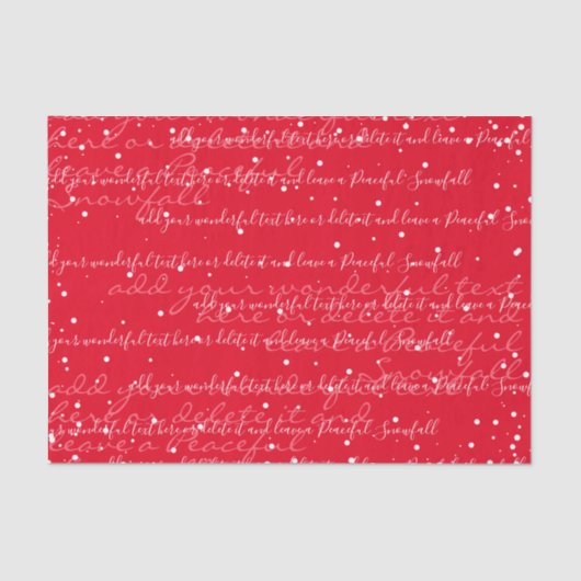 Red | Aangepaste scripttekst Elegante kerst Tissuepapier (Voorkant)