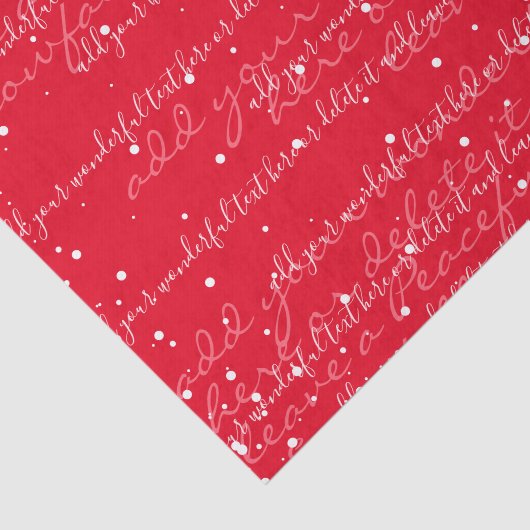 Red | Aangepaste scripttekst Elegante kerst Tissuepapier (Detail)
