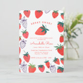 Red aardbery Berry Sweet Birthday Uitnodiging (Staand voorkant)