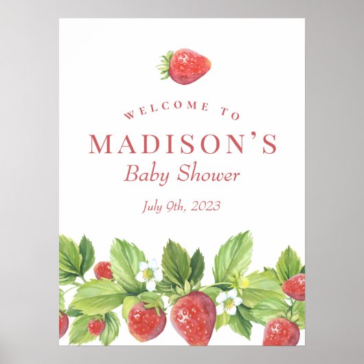 Red aardbery Berry Sweet Welcome Sign Poster (Voorkant)