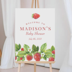 Red aardbery Berry Sweet Welcome Sign Poster