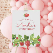 Red aardbery Berry Sweet Welcome Sign Poster