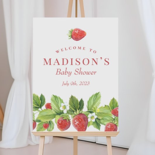 Red aardbery Berry Sweet Welcome Sign Poster