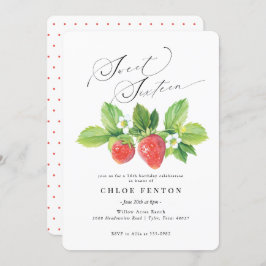 Red aardbery Sweet Sixteen Birthday Uitnodiging