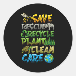 Red aarde dag besparen redden recyclen planten sch ronde sticker